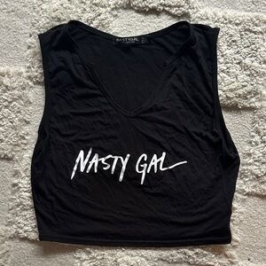 Nasty Gal Black Crop Top with White Logo